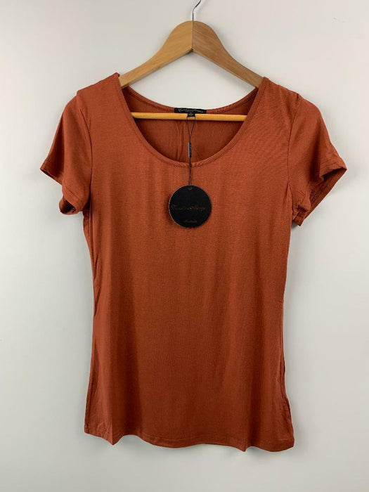 Caroline Morgan Short Sleeve Top Scoop Neck T-Shirts Basic Tee Tops Plain Colour