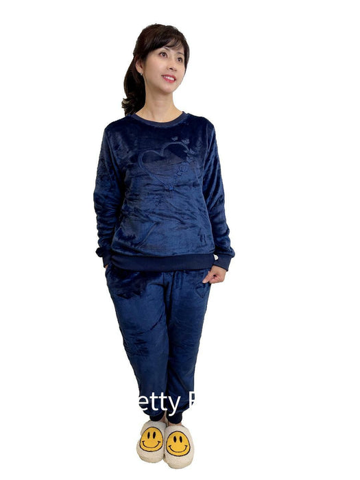 Women Pyjamas Pyjama Set Soft Plush Fleece Warm Winter Sleepwear Pajamas s8-18