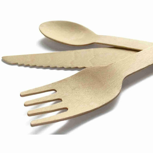 Wooden Cutlery Set Disposable Bamboo Wood Bulk Buy Forks Spoons Knives Party Eco