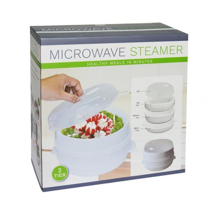 Microwave Steamer 2 TIER Double layer Cooking Meals Vegetables Kitchen Appliance