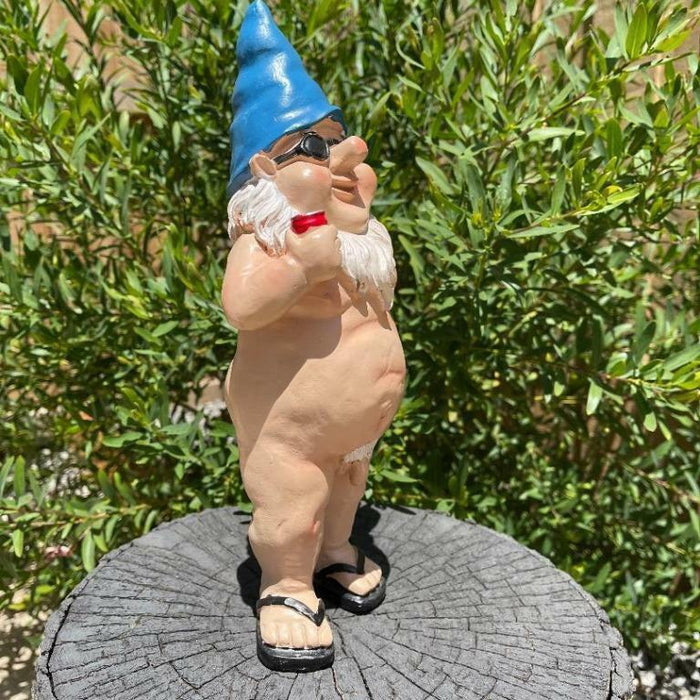 Garden Gnomes Naked Nude Gnome Drinking Naughty Garden Ornament Statue 2 x 29cm