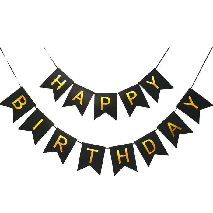 Black Happy Birthday Banner Banners Baby Shower Birthday Party Decorations