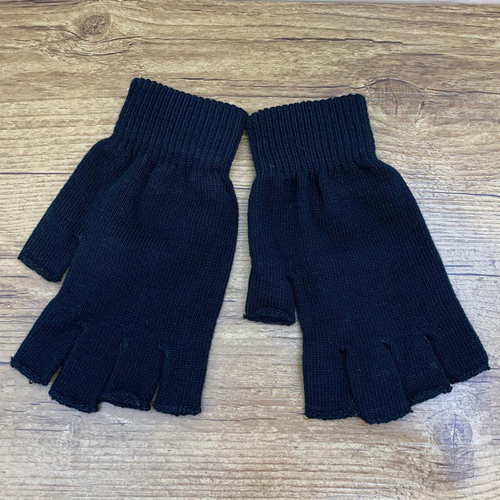 Winter Fingerless Gloves Open Finger Black Soft Warm Knitted Glove Unisex