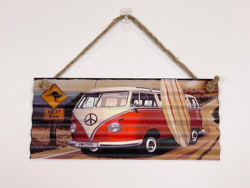 Red Kombi Van Metal Sign Country Vintage Retro Tin Home Signs Wall Decor Bar Pub