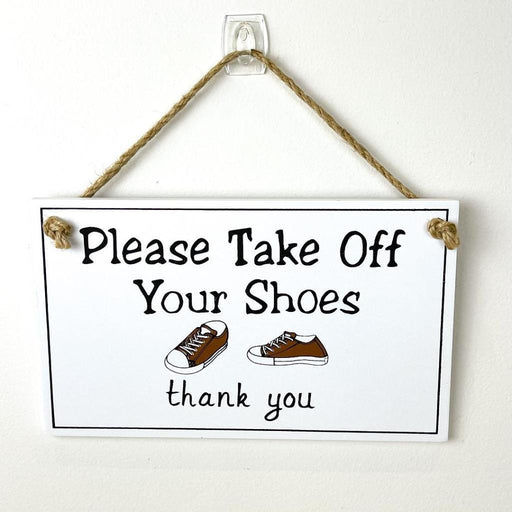 Pease Take Off Your Shoes Wooded Sign Country Vintage Home Signs Wall Decor 20cm