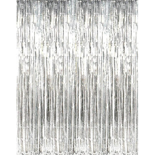 Foil Metallic Fringe Tinsel Curtain Silver Backdrop Door Party Decorations Decor