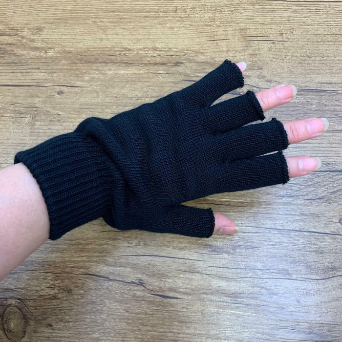 Winter Fingerless Gloves Open Finger Black Soft Warm Knitted Glove Unisex