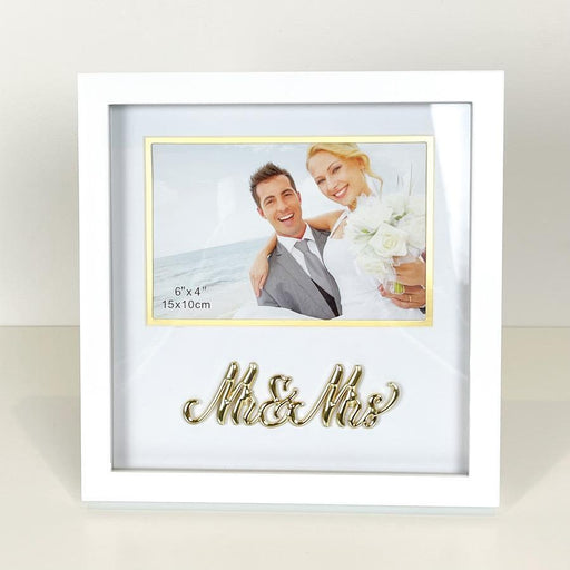 Mr & Mrs Wedding Photo Frame White Wood Picture Frame Engagement Newlywed gift