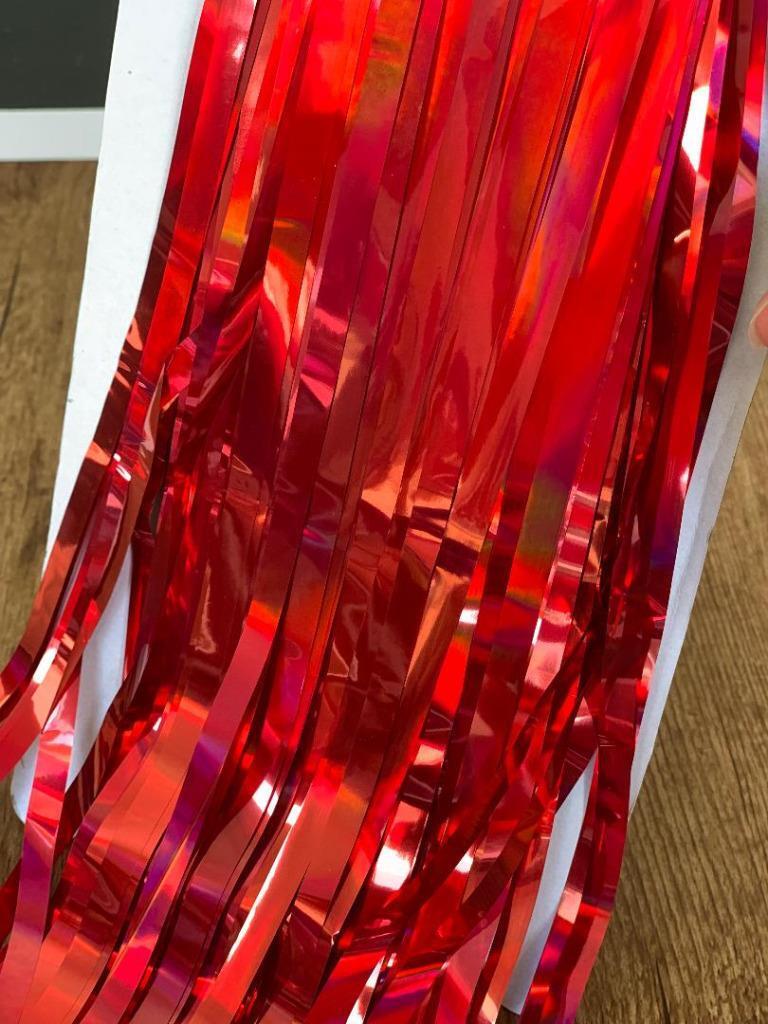 Foil Metallic Fringe Tinsel Curtain Red Backdrop Door Party Decorations Decor