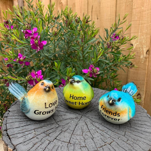 Colorful Bird Figurine Birds with Words Statue Home Garden Decor Set of 3 11cm