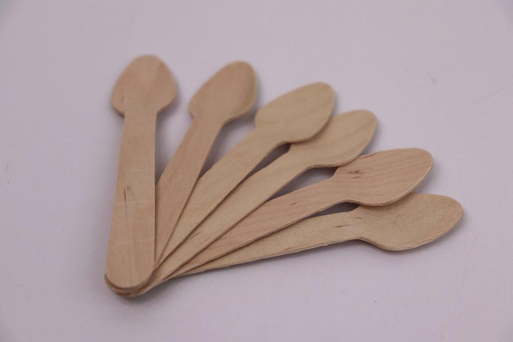 Wooden Cutlery Disposable Small Teaspoons Taster Spoons Bamboo Wood Party Bulk