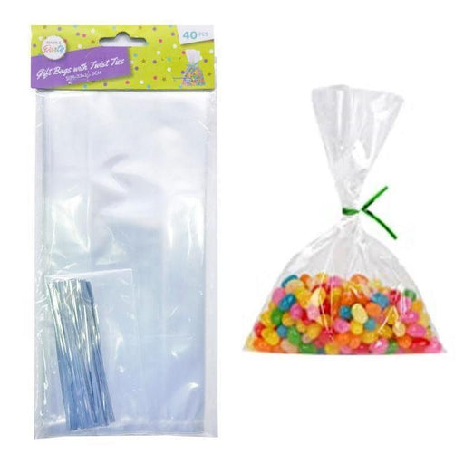 Lolly Bags with Twist Ties Party Favour Cookie Candy Treat Plastic Gift Bags