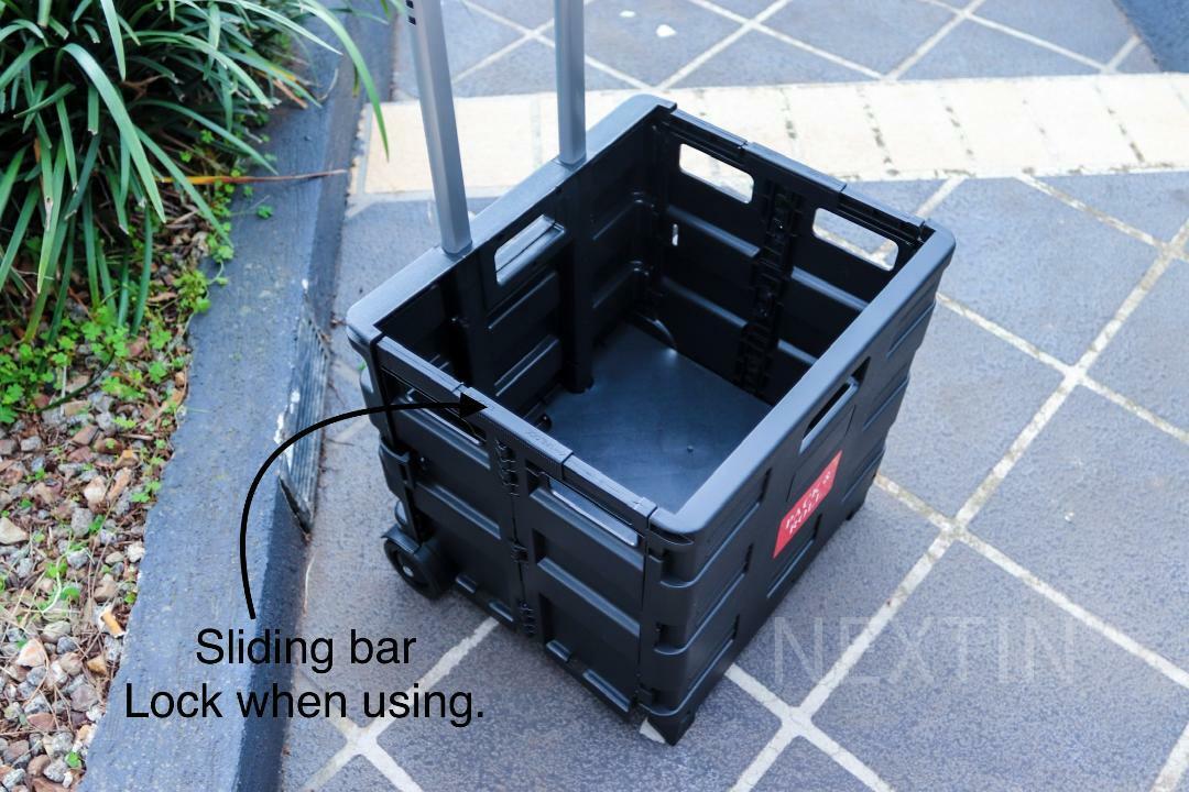 Foldable Shopping Trolley Box Portable Plastic Folding Grocery Cart with Lid