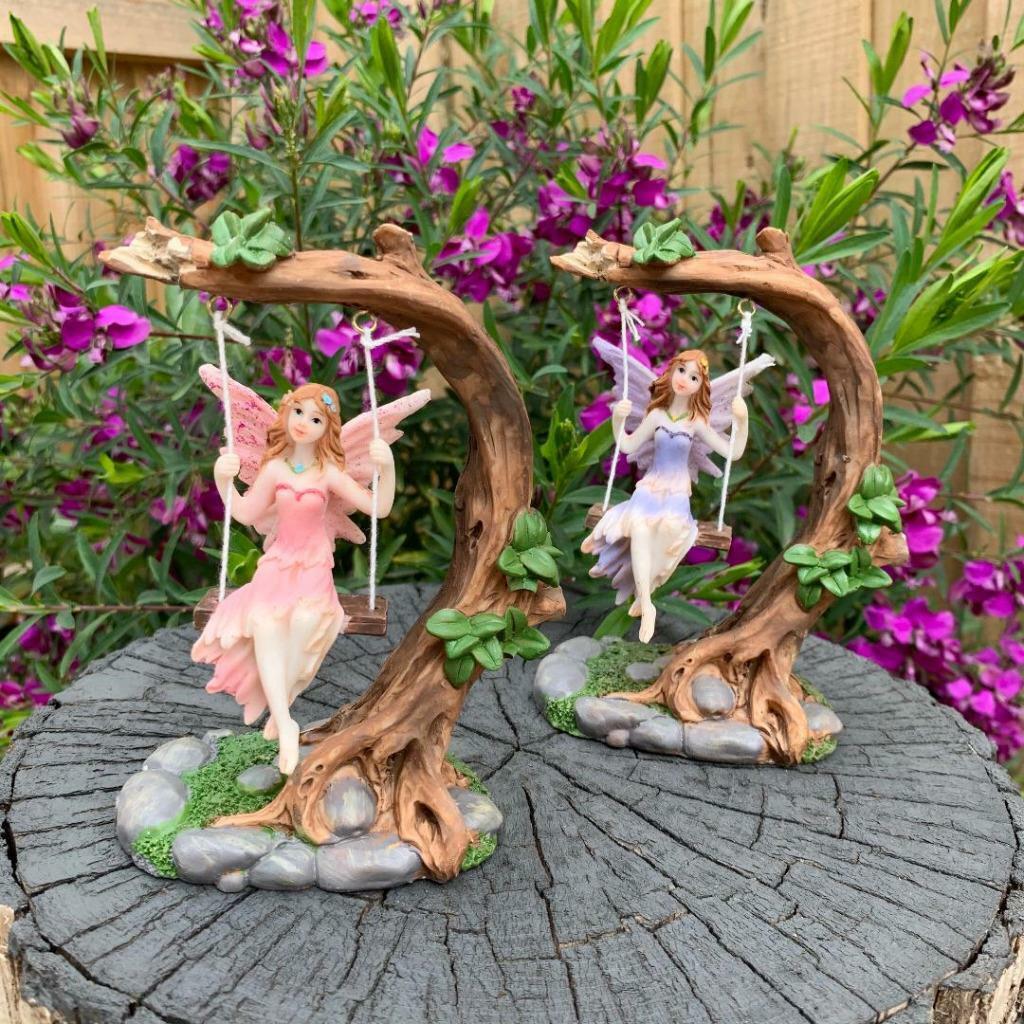 Fairy on Tree Swing Garden Décor Accessories Figurine Fairies Angel Ornaments