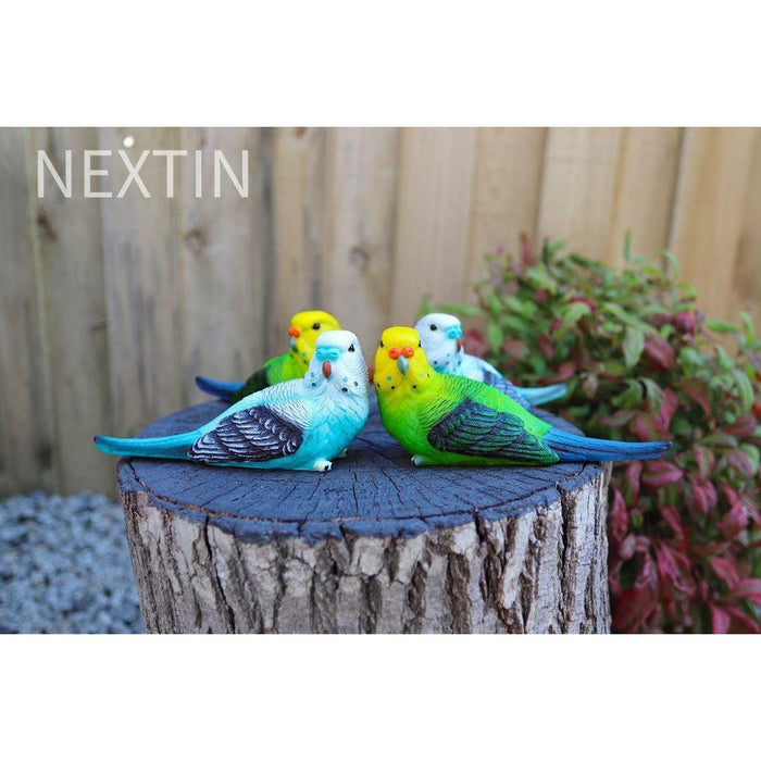 Budgie Parrot Bird Figurine Parakeet Birds Statue Garden Ornament Decor 2/4pcSet