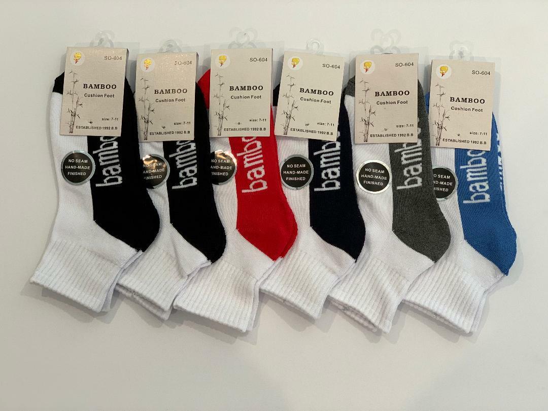 Bamboo Socks Ankle Low Cut Soft Cushion Work Sport Women size 2-11 White Black