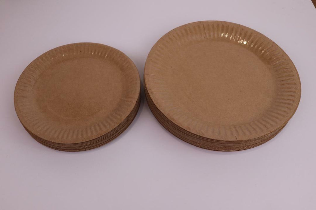 Disposable Brown Paper Plates Dinner Dessert Party Plate Eco-Friendly Bulk Buy