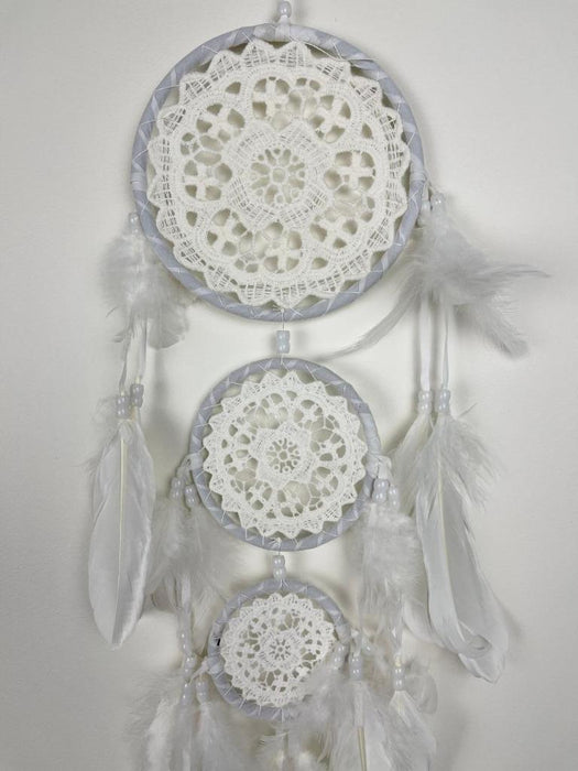 Dream Catcher with Feather Caught Dreams Wall Hanging Ornament White 65cm