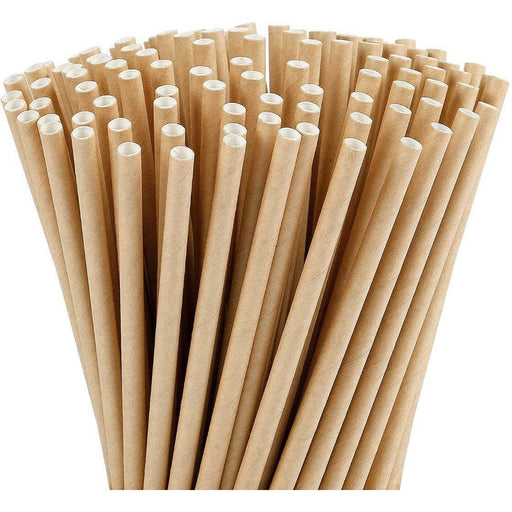 Paper Straws Food Safe Drinking Straw Birthday Party Brown Bulk 100/ 200pc Eco