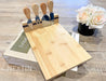 Bamboo Cheese Board & Knife Set Wooden Serving Cutting Boards & Cheese Knives