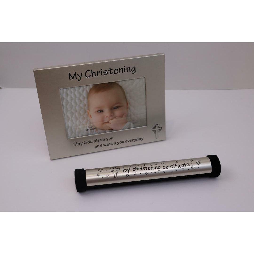 Baby Christening Certificate Holder Keepsake Newborn Baby Shower Photo Gift Set