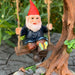 Garden Gnomes Statue Gnome on Tree Swing Fairy Garden Décor Figurine Ornaments