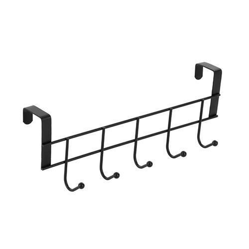 Wire Over Door Hanging Rack 5 Hook Hanger Bathroom Kitchen Clothes Key Organiser