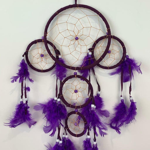 Purple Dream Catcher with Feather Caught Dreams Wall Hanging Ornament 52cm