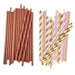 Rose Gold Pink Drinking Paper Straws Food Safe Ink Straw Birthday Party Wedding