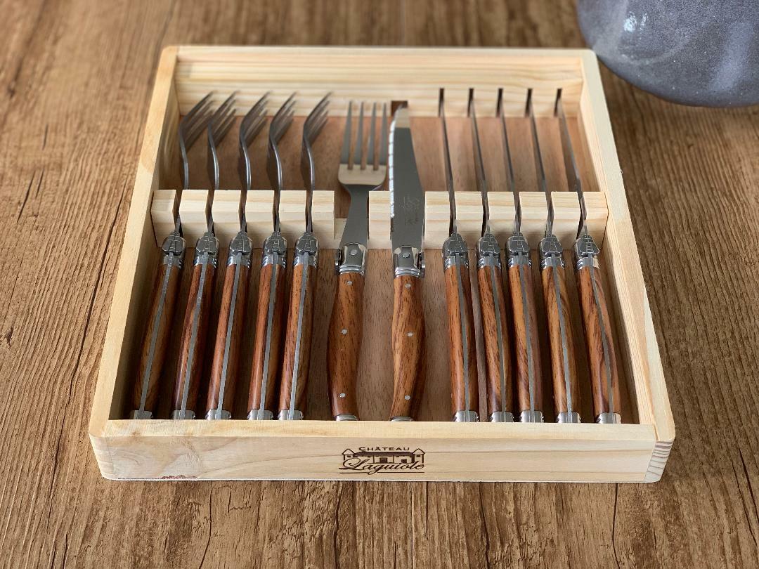 Chateau Laguiole Steak Knife Fork Set Stainless Steel Blade Knives 12pc Gift Box