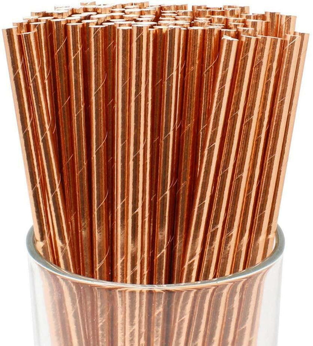 Drinking Paper Straws Food Safe Straw Birthday Party Wedding Rose Gold Bulk