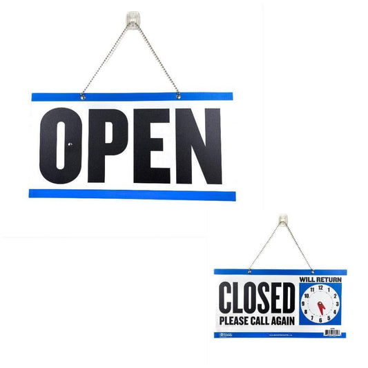Open and Closed Sign Double Sides with ‘Will Return’ Clock 29cm Shop Office