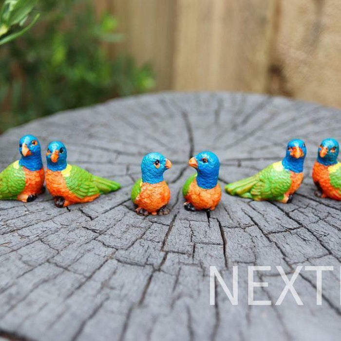 Miniature Birds Figurines Mini Australian Bird Rainbow lorikeet Fairy Garden 6pc