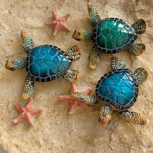 Sea Turtle Figurine Statue Indoor Outdoor Home Décor Ornament set of 3 Turtles