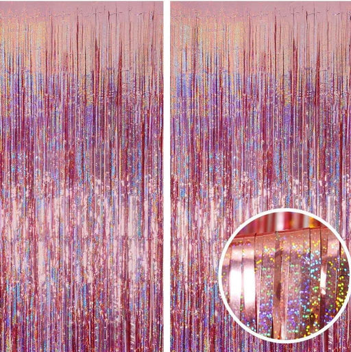 Foil Curtain Rose Gold Sparkle Metallic Fringe Tinsel Backdrop Party Decorations