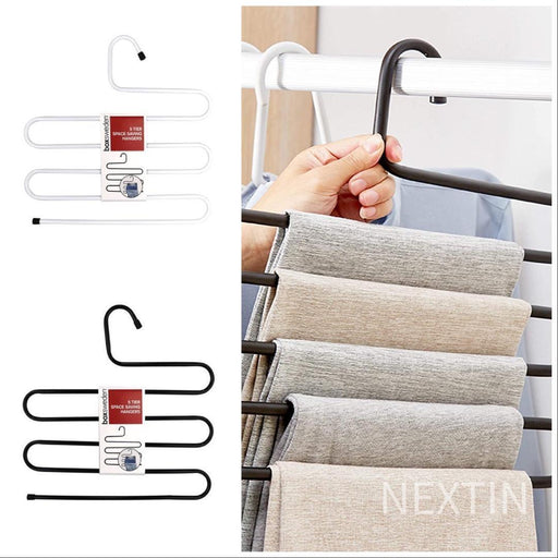 Trouser Hangers Multi Layers Metal Hangers 5 Tier S Shaped Pants Clothes Hanger