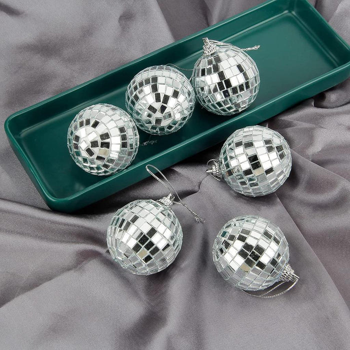 Mirror Disco Balls Set 6pcs Silver Disco Party Decoration Christmas Balls 5cm