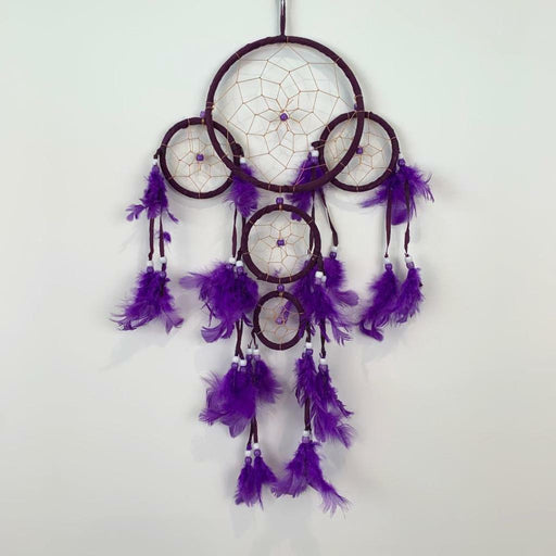 Purple Dream Catcher with Feather Caught Dreams Wall Hanging Ornament 52cm