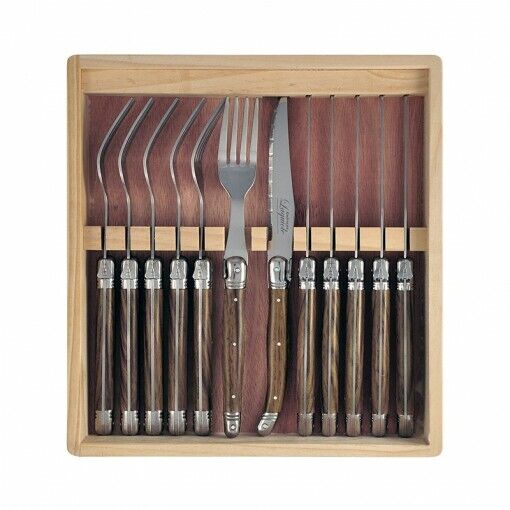 Chateau Laguiole Steak Knife Fork Set Stainless Steel Blade Knives 12pc Gift Box