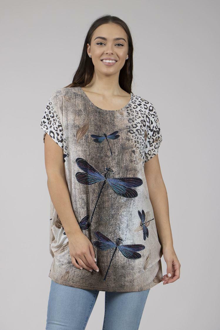 Caroline Morgan Women Casual Loose Tops Summer Floral Tiger Cat Dog Animals Top