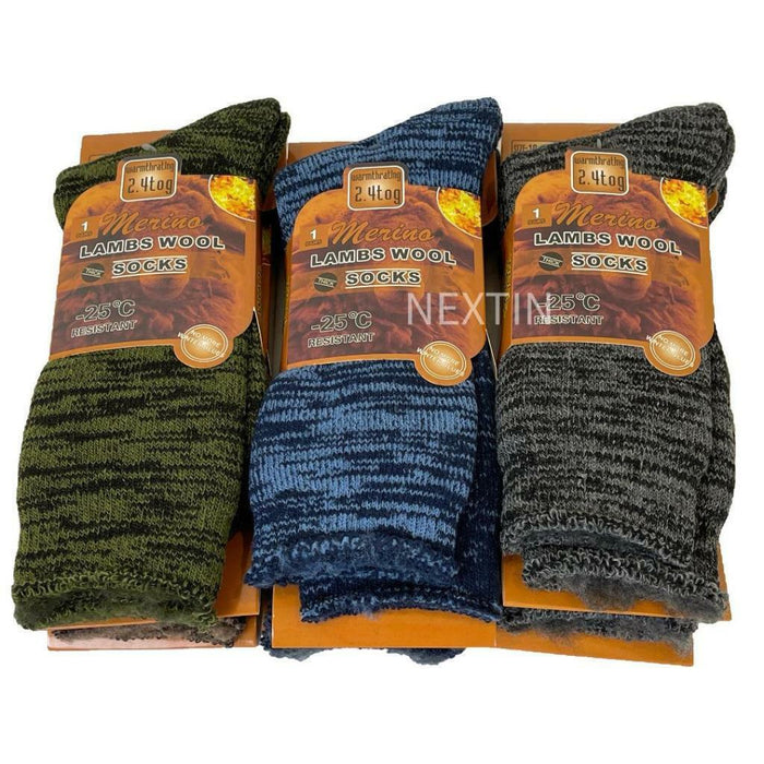 Warm Winter Socks Fur Thermal Sock Lamb Wool Merino Heated Sox Heavy Duty s10-13