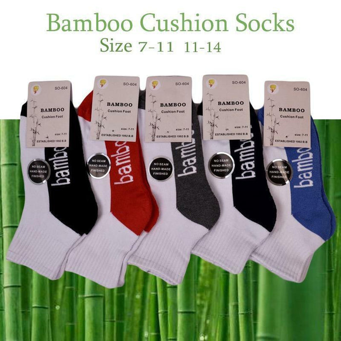 Bamboo Socks Ankle Low Cut Soft Cushion Work Sport Men s7-14 Black