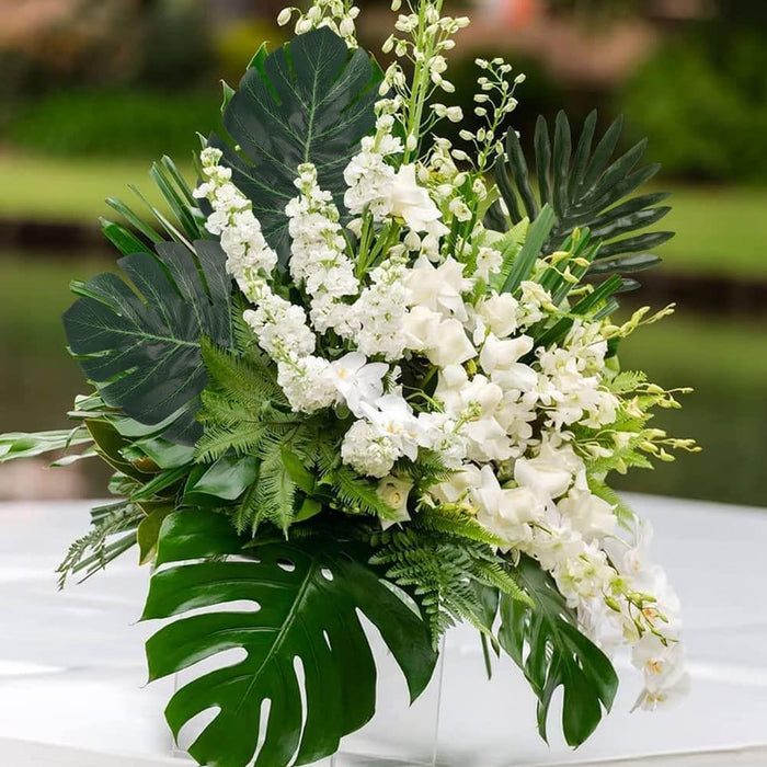 Artificial Palm Leaves with Stem Tropical Monstera Leaf Jungle Hawaiian Party