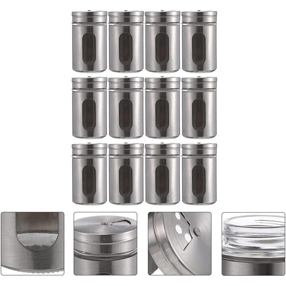 12x Glass Storage Jar with Shaker Lid Seasoning Spice Herb Salt Pepper Jars Bulk