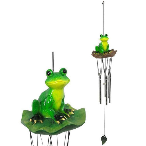 Wind Chimes Frog on Lily Pad Outdoor Decor Hanging Winchime Garden Ornament