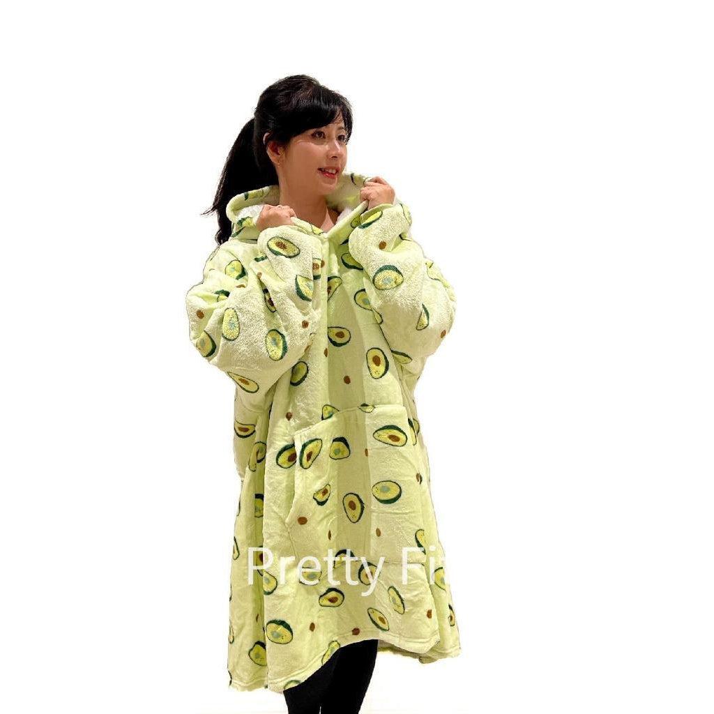 Hooded Blanket Soft Cozy Warm Fleece Wearable Oversize Blanket Hoodie Avocado