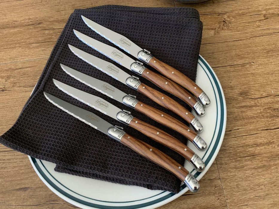 Chateau Laguiole Cutlery Set & Steak Knife Stainless Steel Dinner Wood Colour