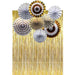 Gold Paper Fans & Foil Fringe Curtain Party Decorations Birthday Bridal Shower