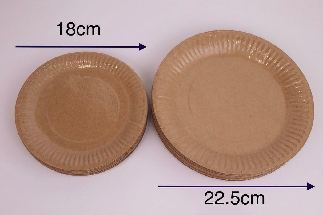 Disposable Brown Paper Plates Dinner Dessert Party Plate Eco-Friendly Bulk Buy