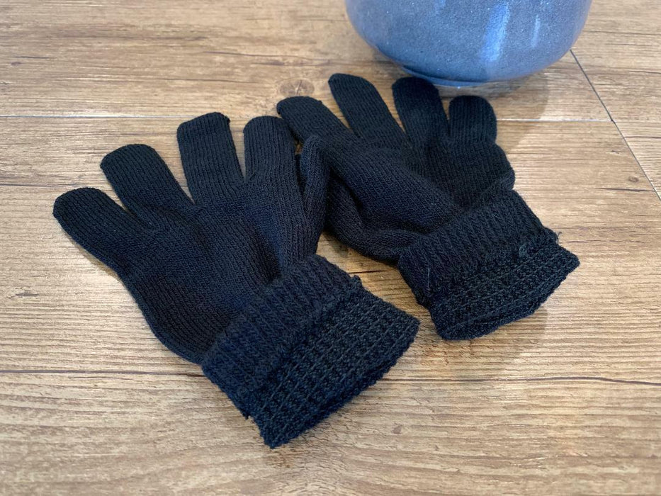 Winter Gloves Black Soft Warm Knitted Knit Full Finger Glove Women Men One Size